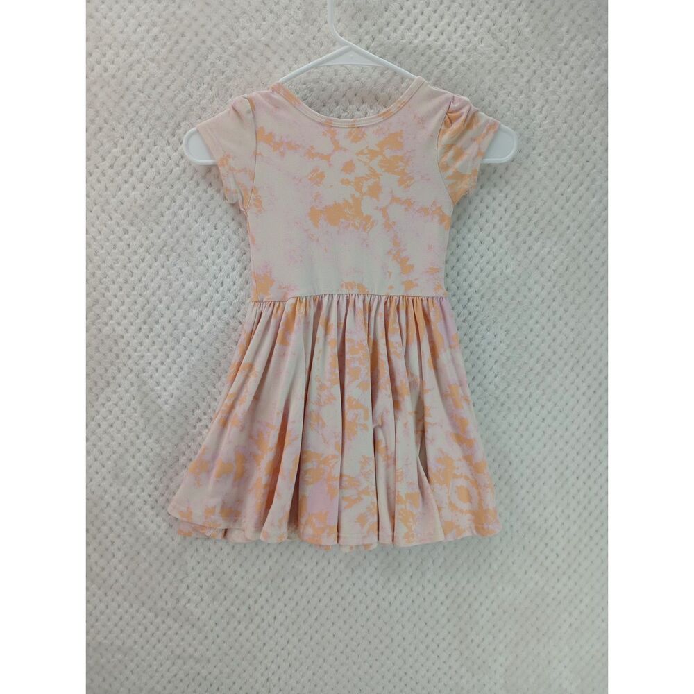 Dot Dot Smile Girls 3/4 Coral Tie Dyed Cap Sleeve Twirl Summer Dress - Picture 2 of 10